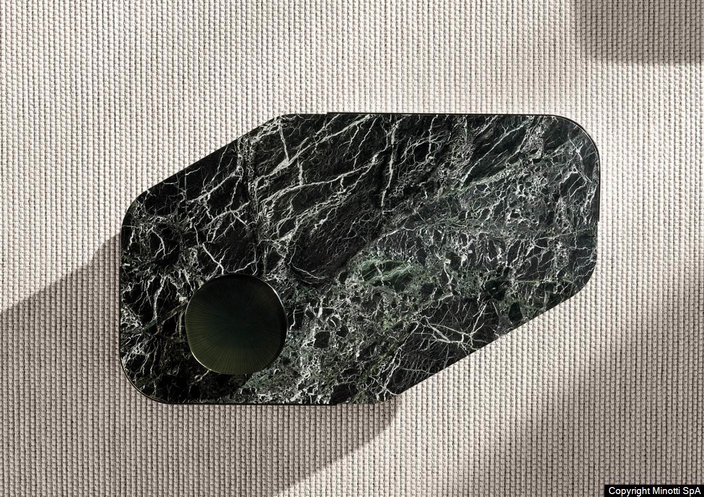 DIAGRAMMA Verde Lepanto marble and stainless steel coffee table with storage space