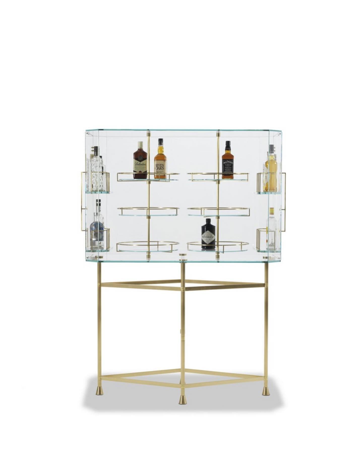 Float Glass & Brass Bar Cabinet