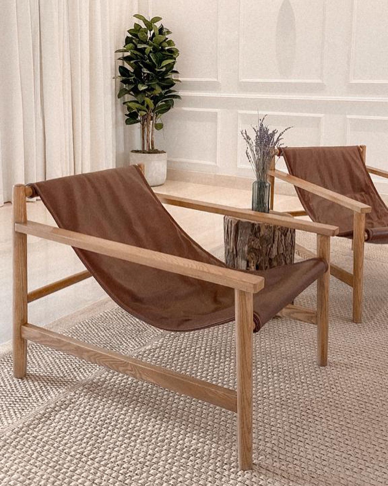 Leather Sling Lounge Chair
