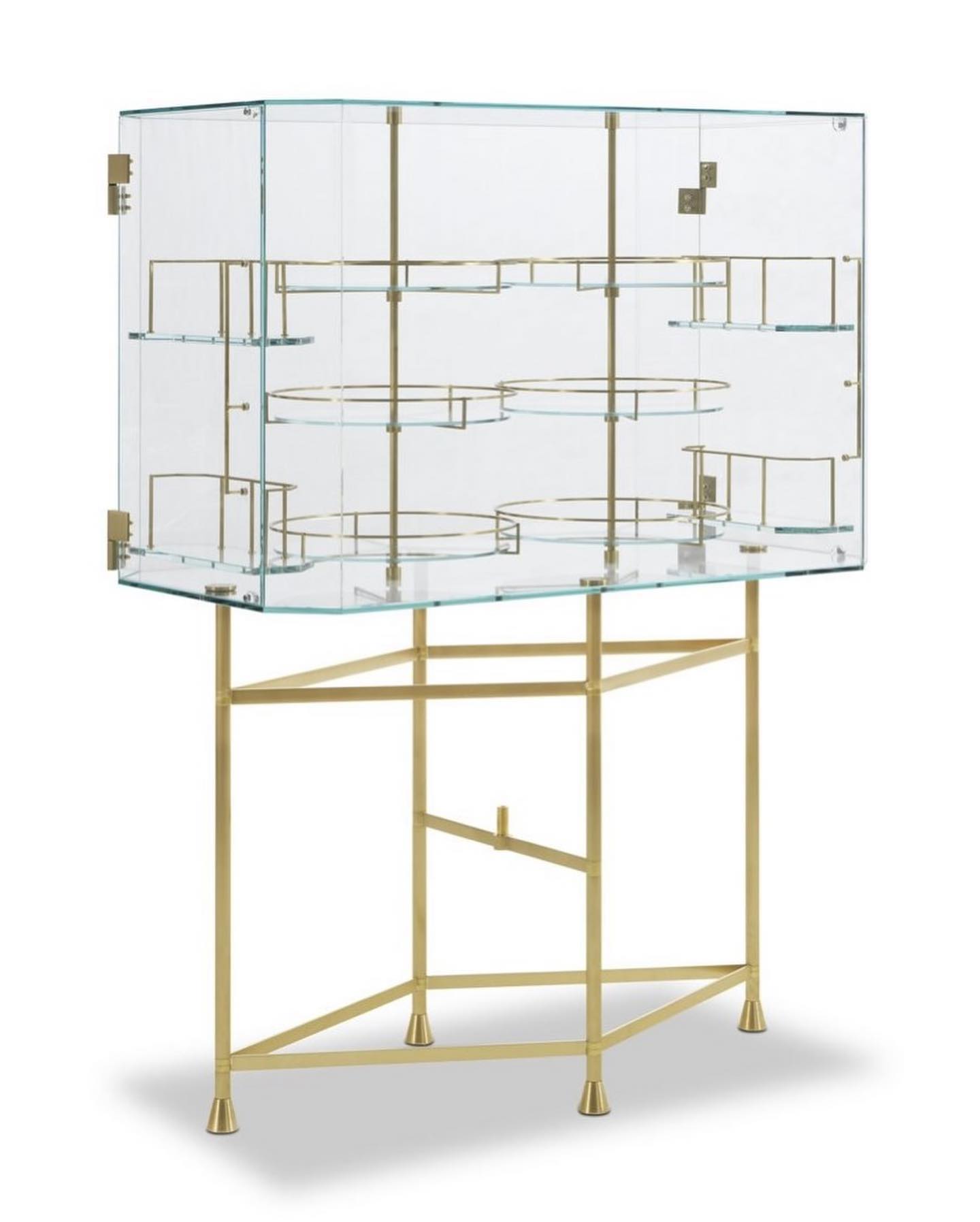Float Glass & Brass Bar Cabinet