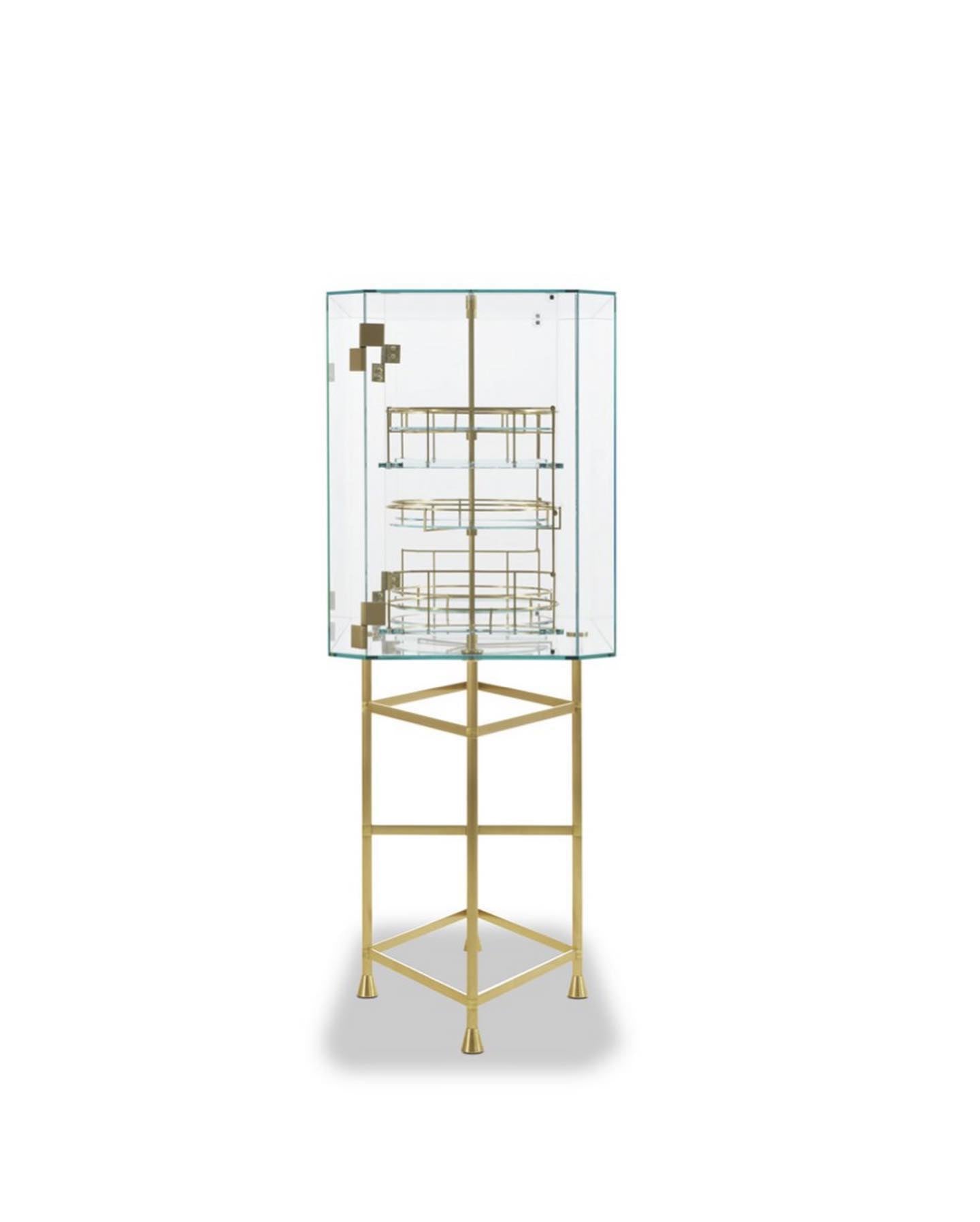 Float Glass & Brass Bar Cabinet