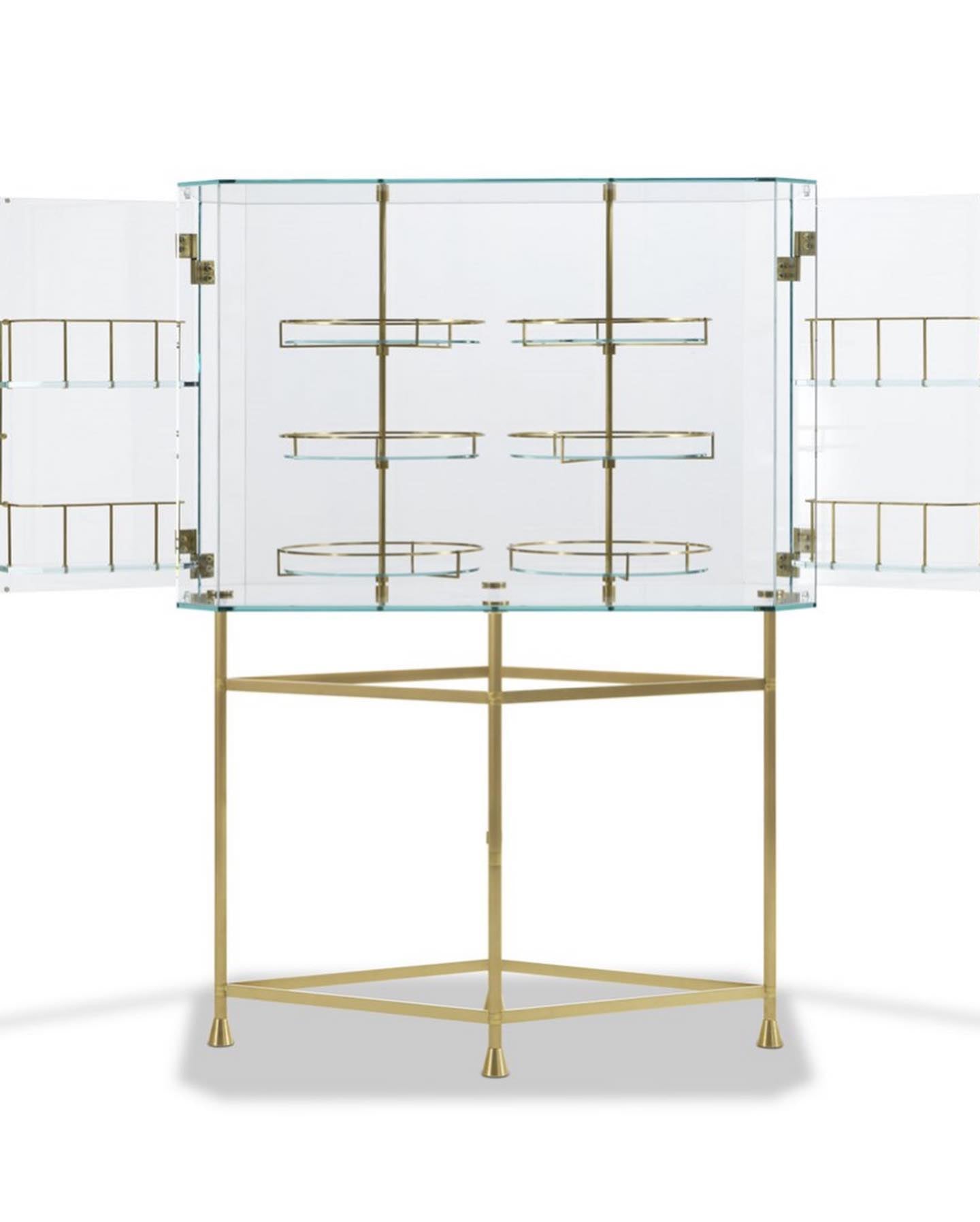 Float Glass & Brass Bar Cabinet