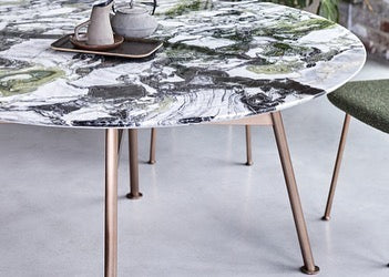 The Yutapi Ice Jade Marble & Metal Dining Table