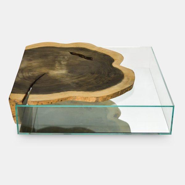 Albizia lebbeck Glass Box Coffee Table