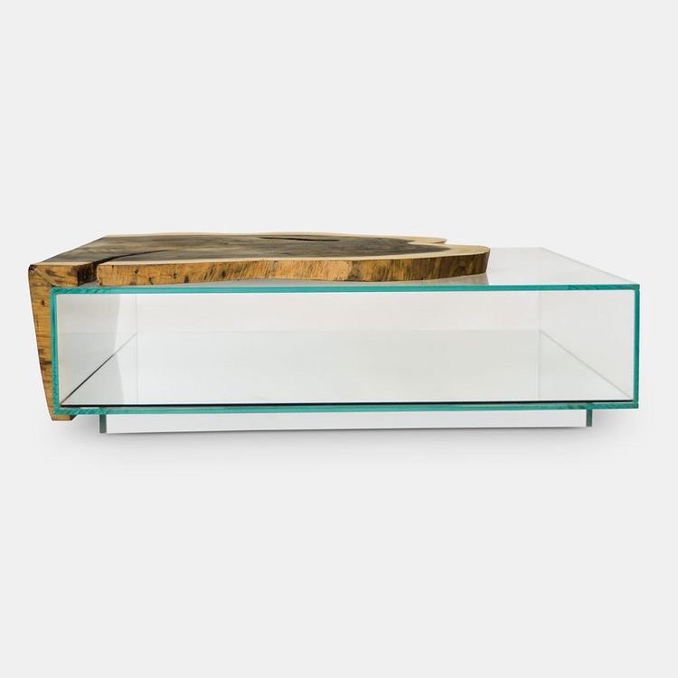 Albizia lebbeck Glass Box Coffee Table