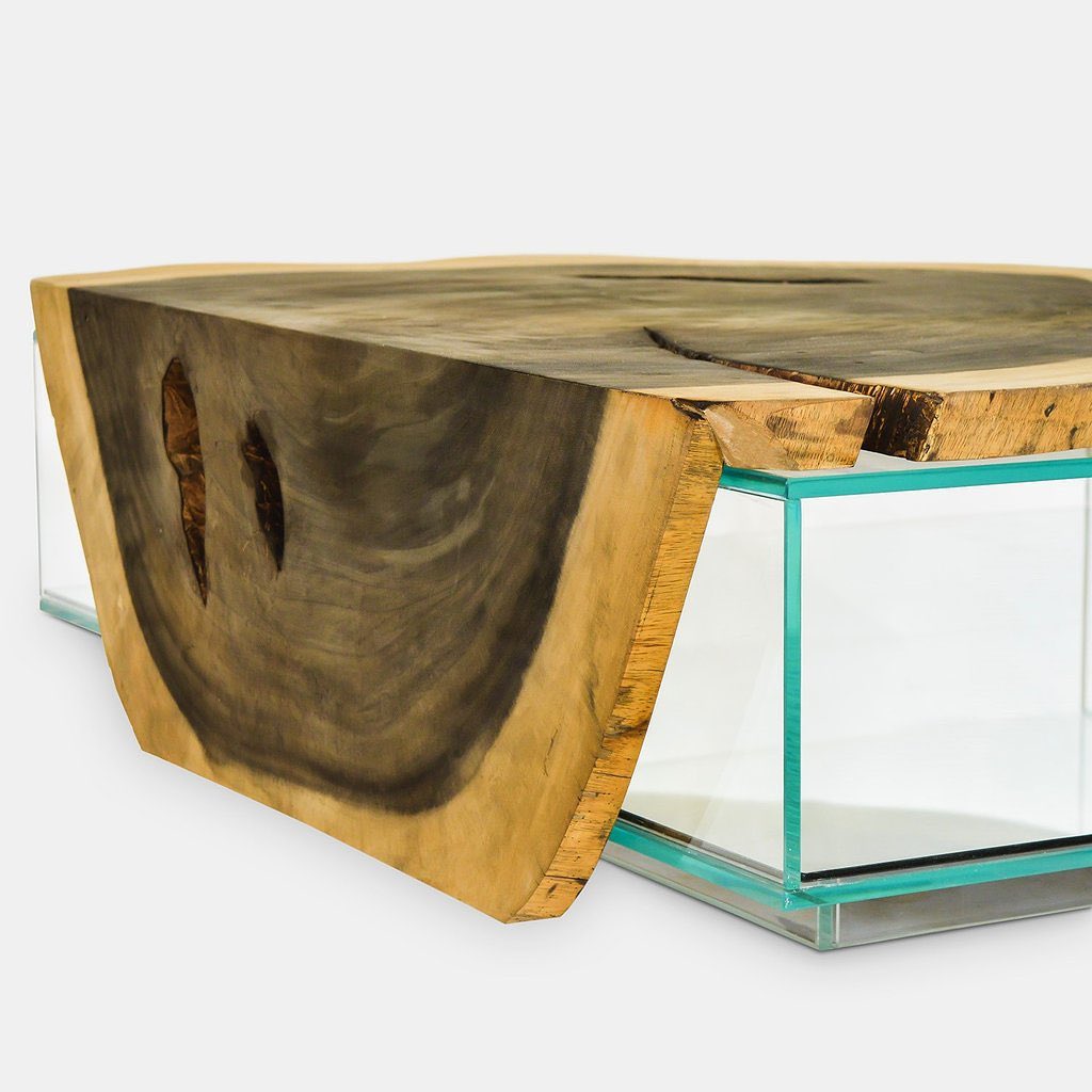 Albizia lebbeck Glass Box Coffee Table