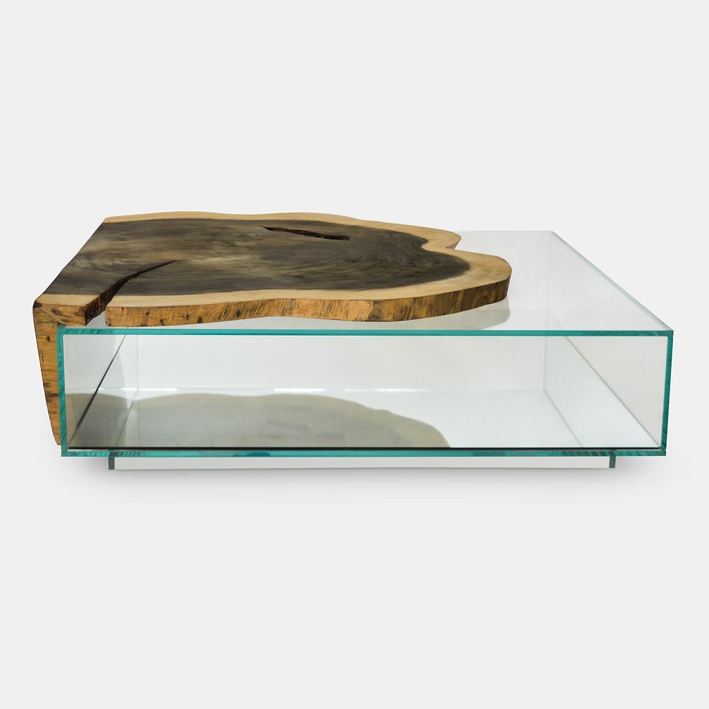 Albizia lebbeck Glass Box Coffee Table
