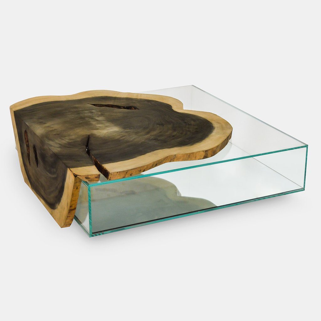 Albizia lebbeck Glass Box Coffee Table