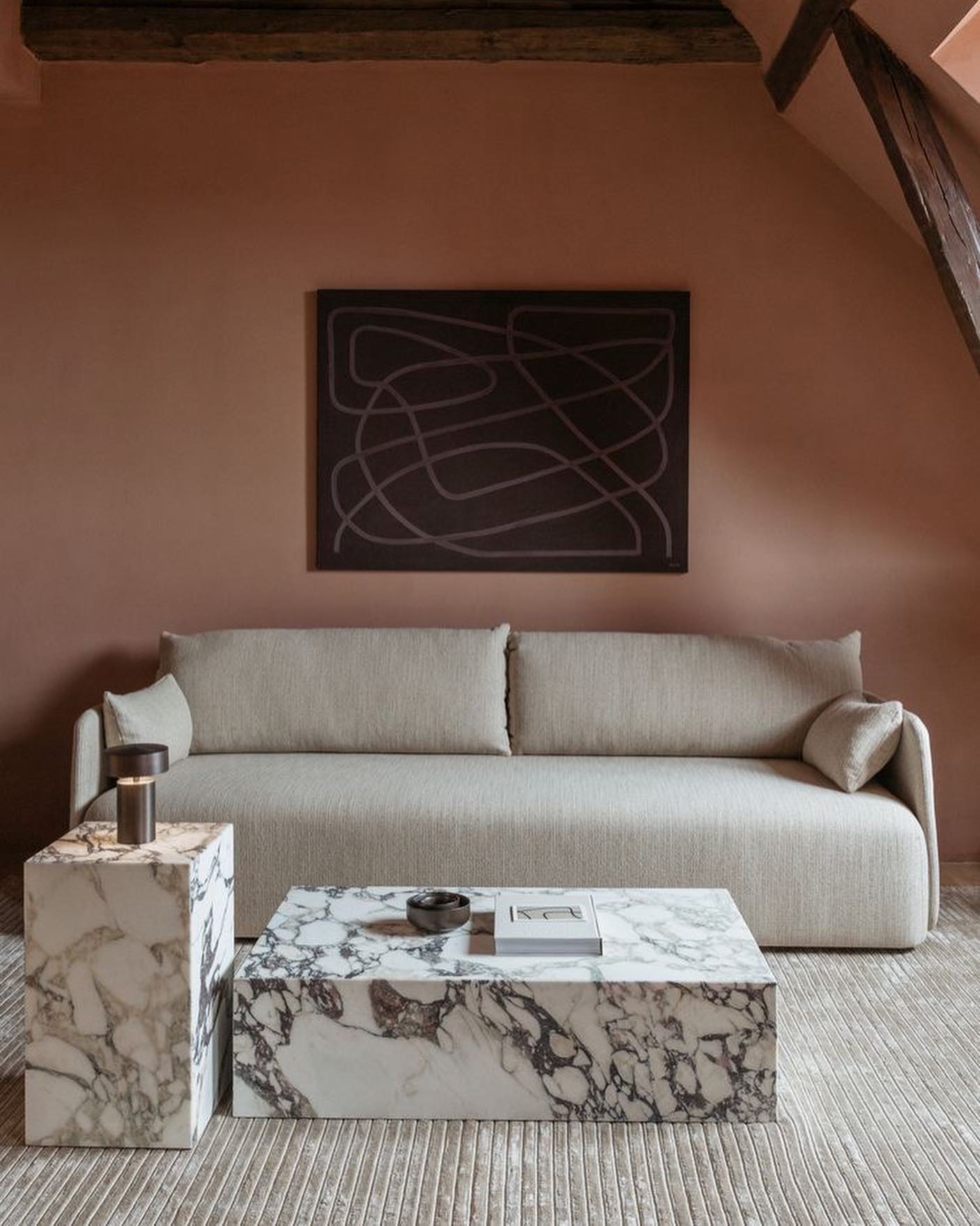 Copenhagen Calacatta Viola Marble Plinth Block Coffee Table