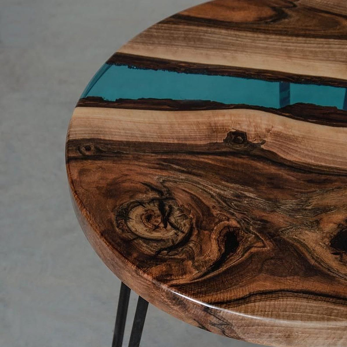 Live Edge & Epoxy Resin Hairpin Side Table