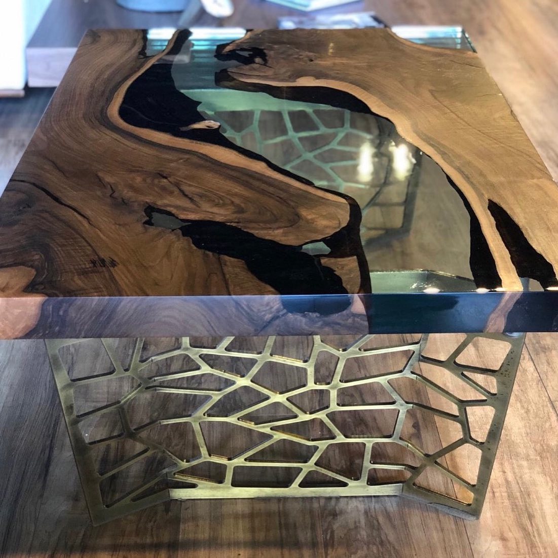 Voronoi Live Edge Epoxy Resin Coffee Table