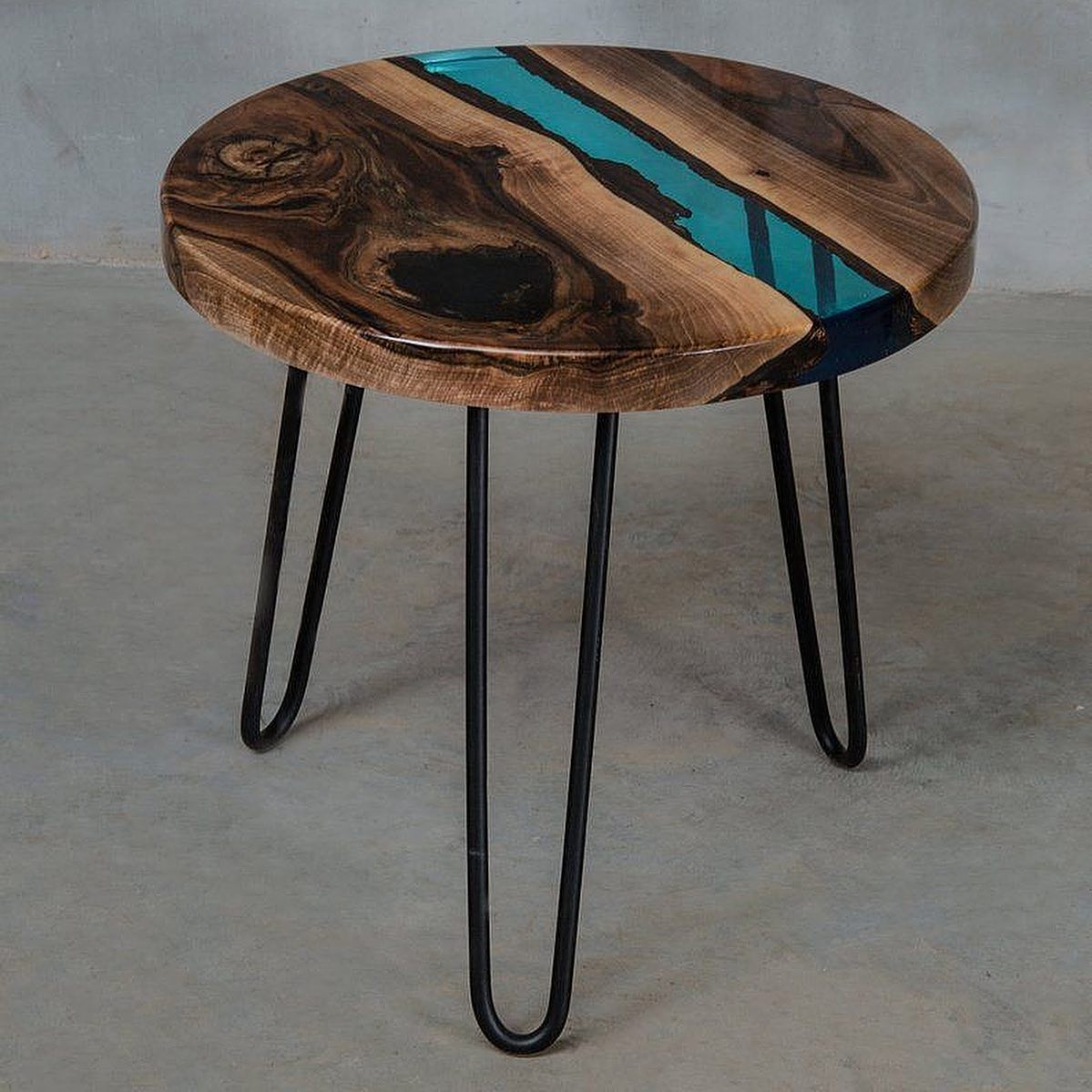 Live Edge & Epoxy Resin Hairpin Side Table