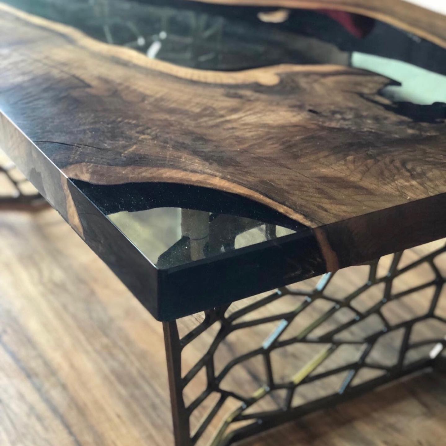 Voronoi Live Edge Epoxy Resin Coffee Table