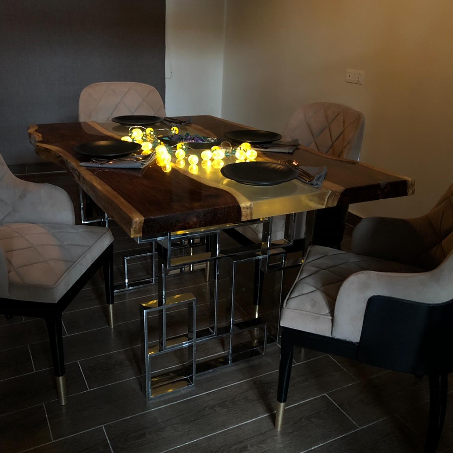 Hermès Epoxy Resin Live Edge Dining Table