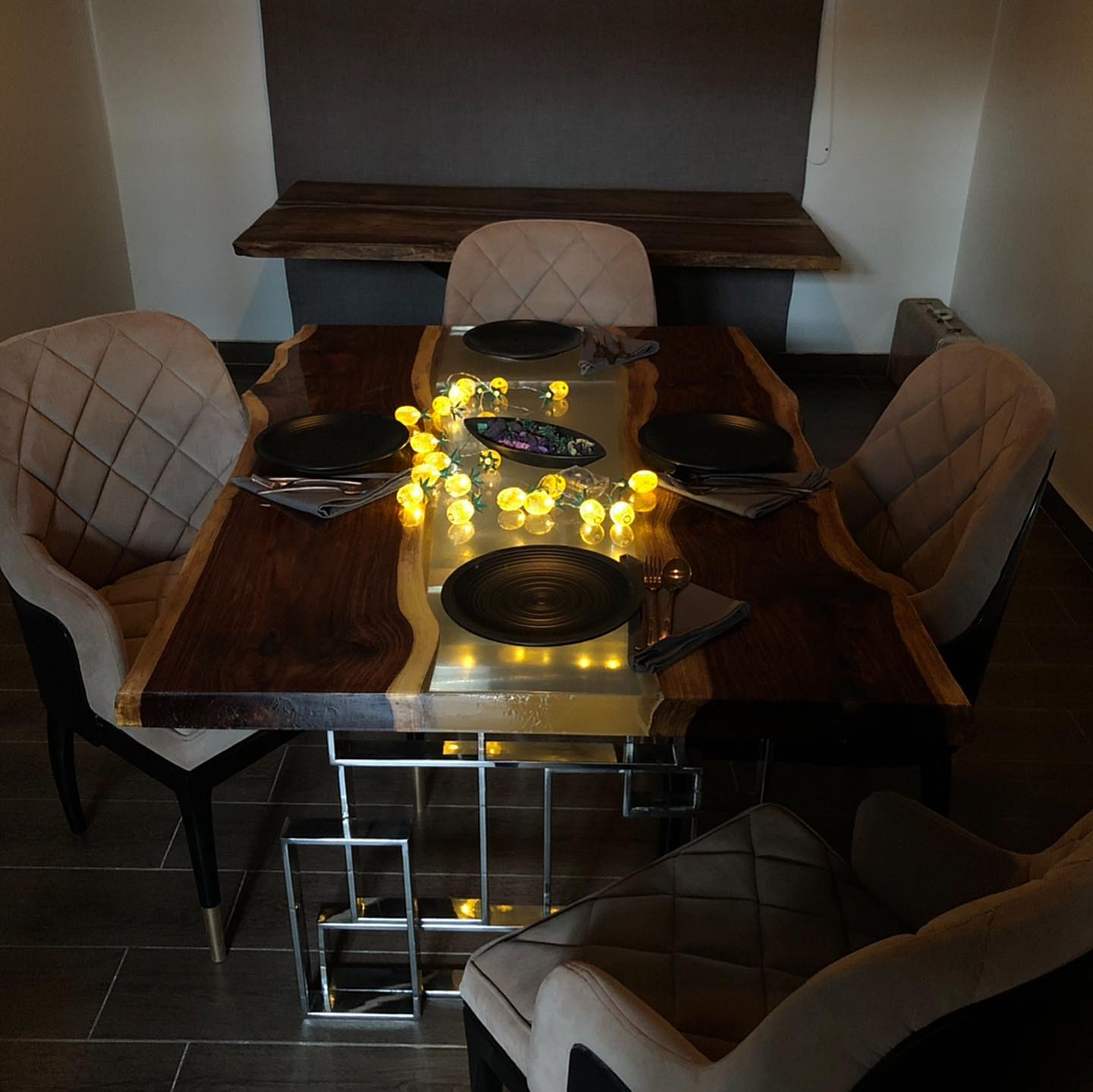 Hermès Epoxy Resin Live Edge Dining Table