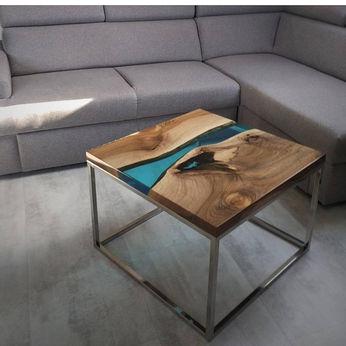 SQUARE Live Edge Epoxy Resin River Table
