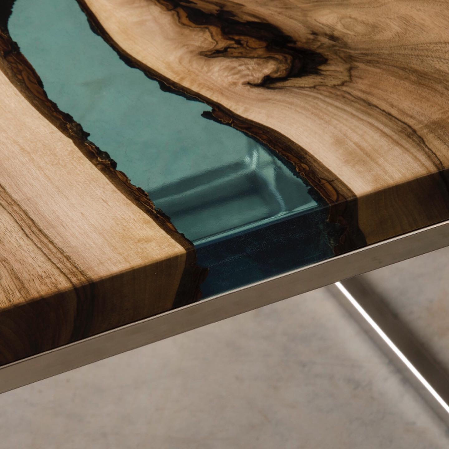 SQUARE Live Edge Epoxy Resin River Table