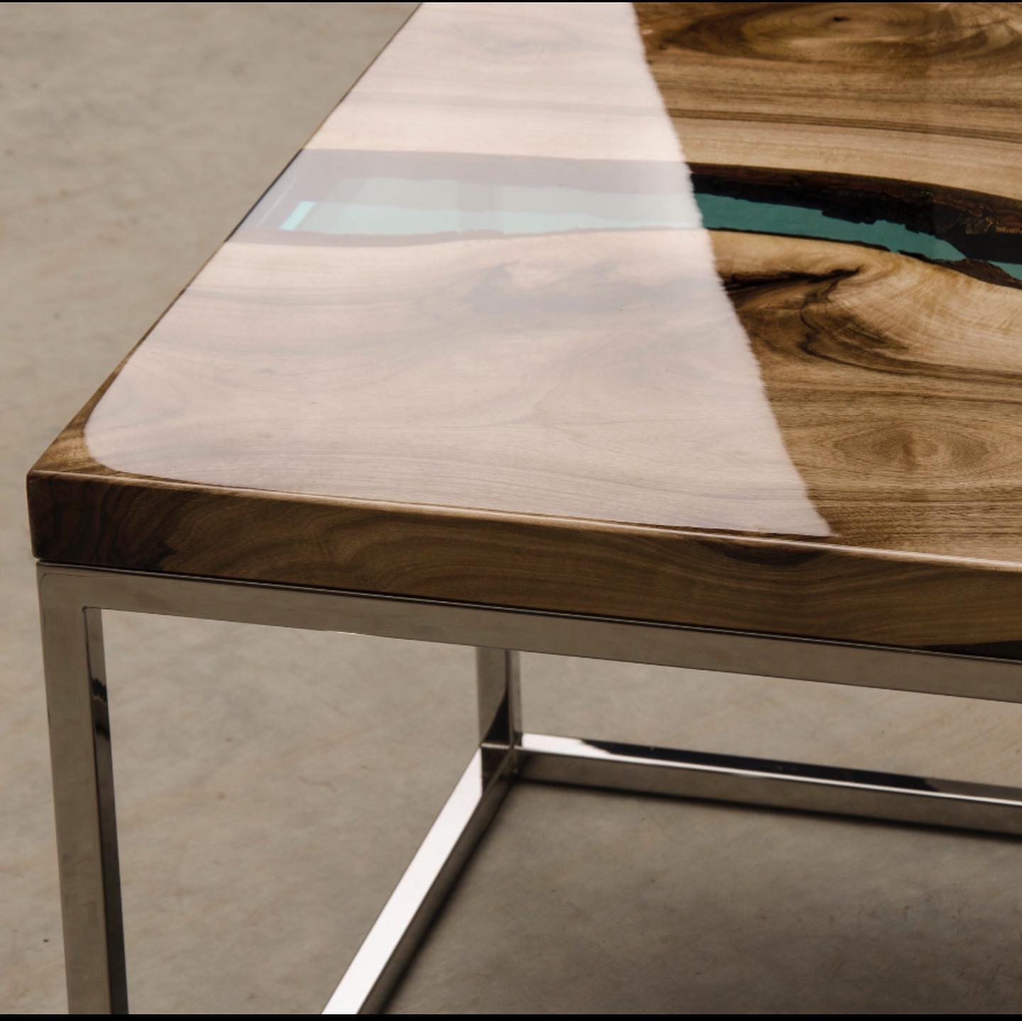 SQUARE Live Edge Epoxy Resin River Table