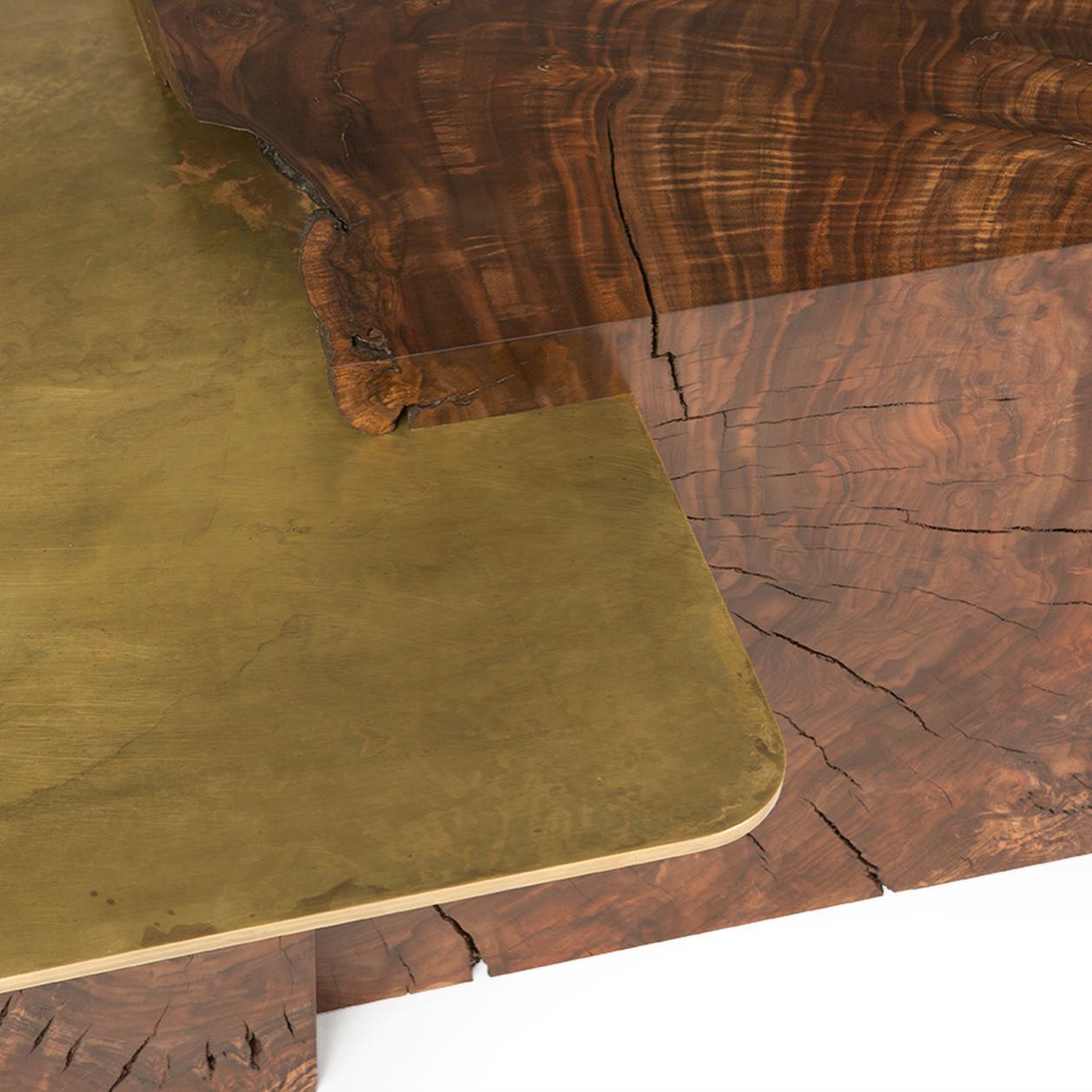 Rosewood block slammed Brass coffee table