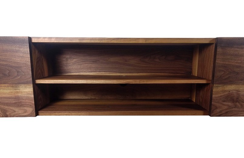 Floating wood Media console with Lined Drawers