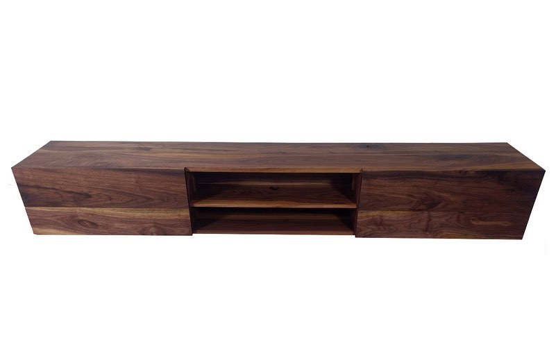 Floating wood Media console with Lined Drawers