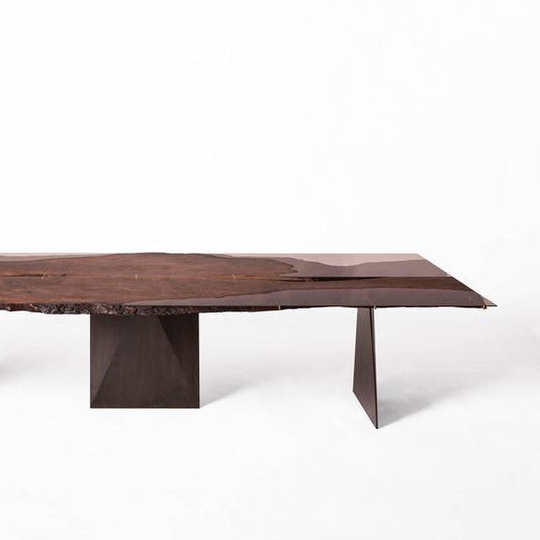 Brass Elements Live edge glass Dining Table