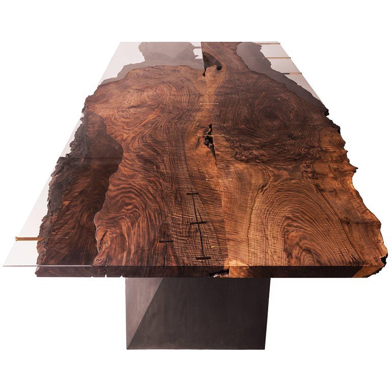 Brass Elements Live edge glass Dining Table