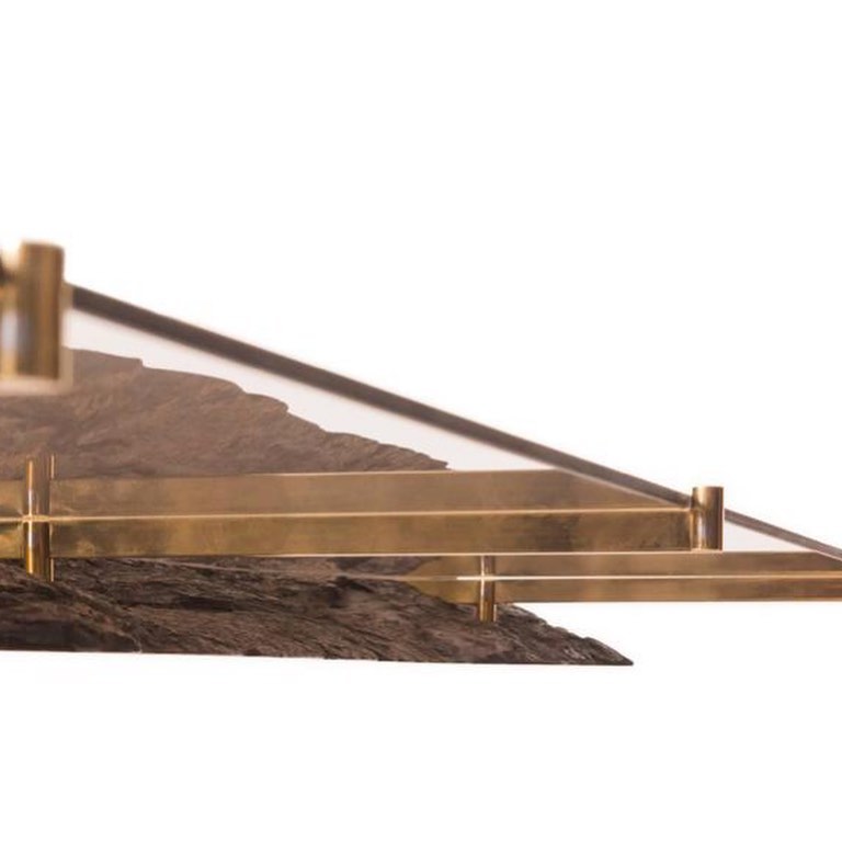 Brass Elements Live edge glass Dining Table