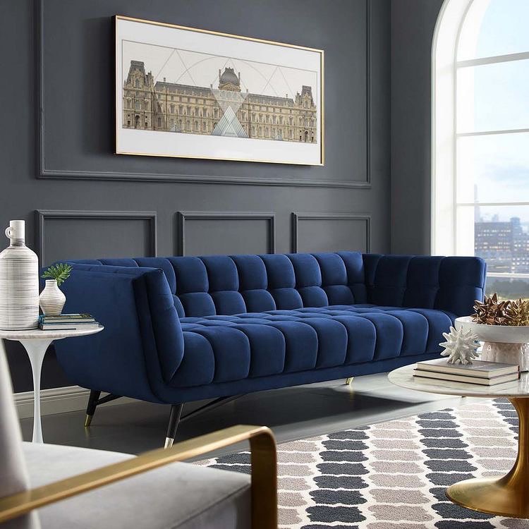 Claris Mid-Century Modern Chesterfield Sofa