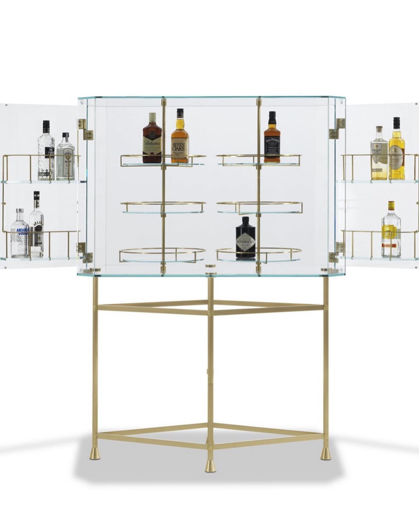 Float Glass & Brass Bar Cabinet
