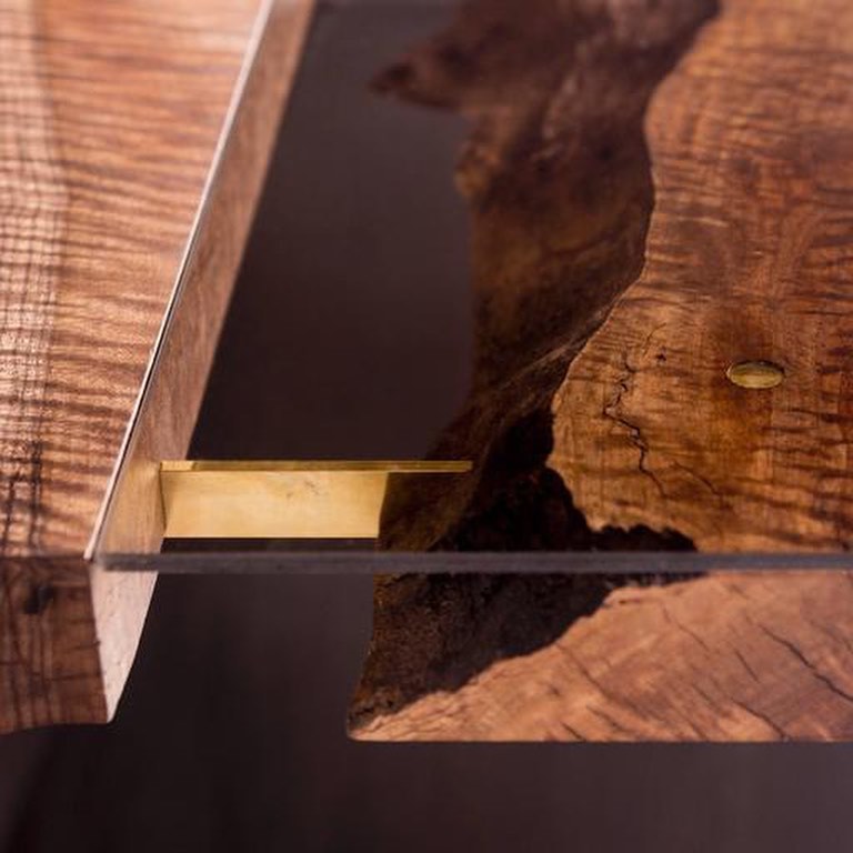 Brass Elements Live edge glass Dining Table