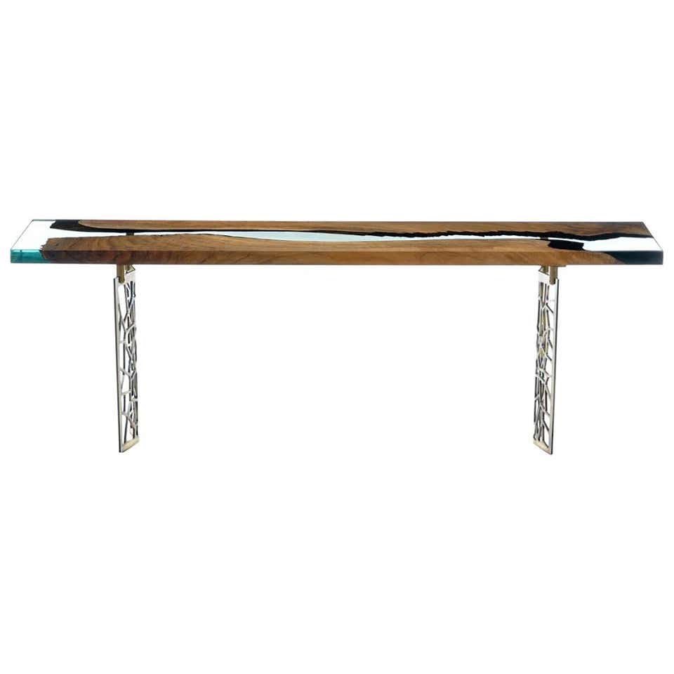Voronoi Epoxy Resin Live Edge Console.