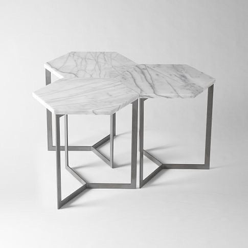 Hex Marble Side Table – Steel