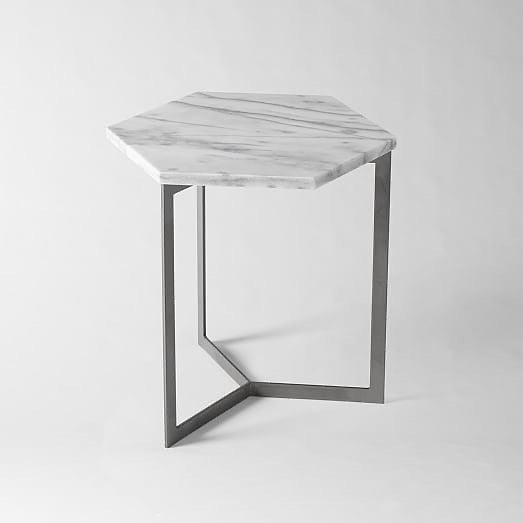 Hex Marble Side Table – Steel