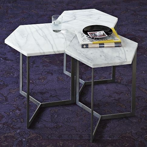 Hex Marble Side Table – Steel