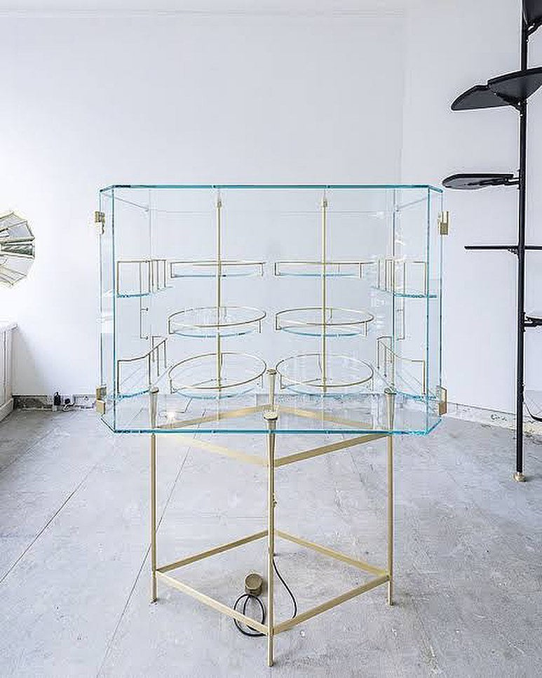 Float Glass & Brass Bar Cabinet