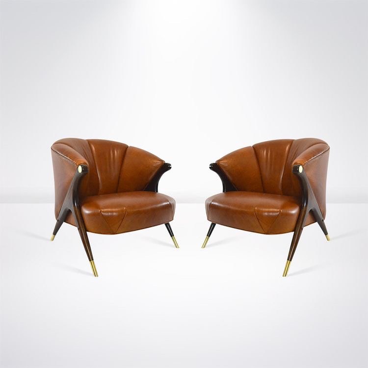 Karpen leather lounge chair