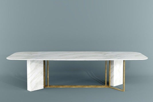 Plinto Marble & Brass Dining Table