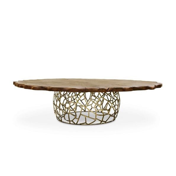 Voronoi Round Live Edge Metal Mesh Dining Table