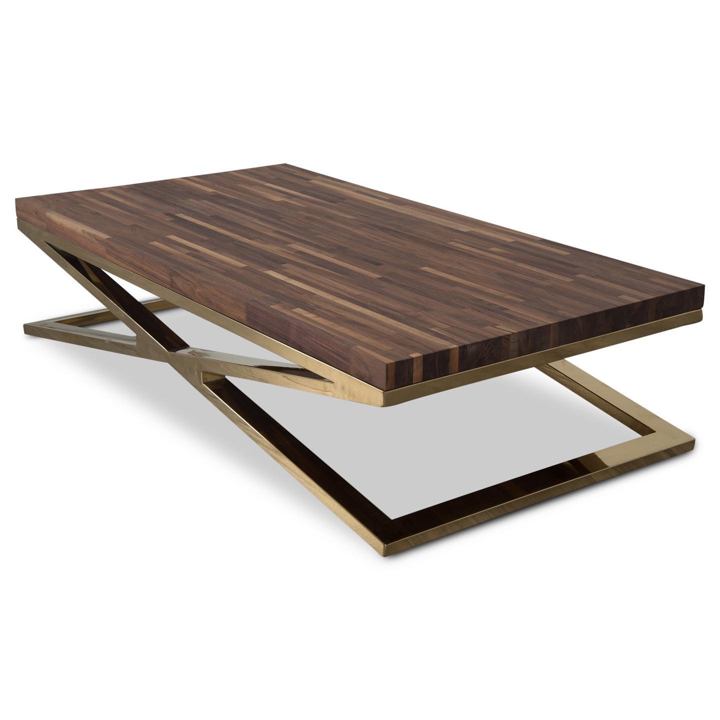 Straight Edge Wood Bars Cross Coffee Table