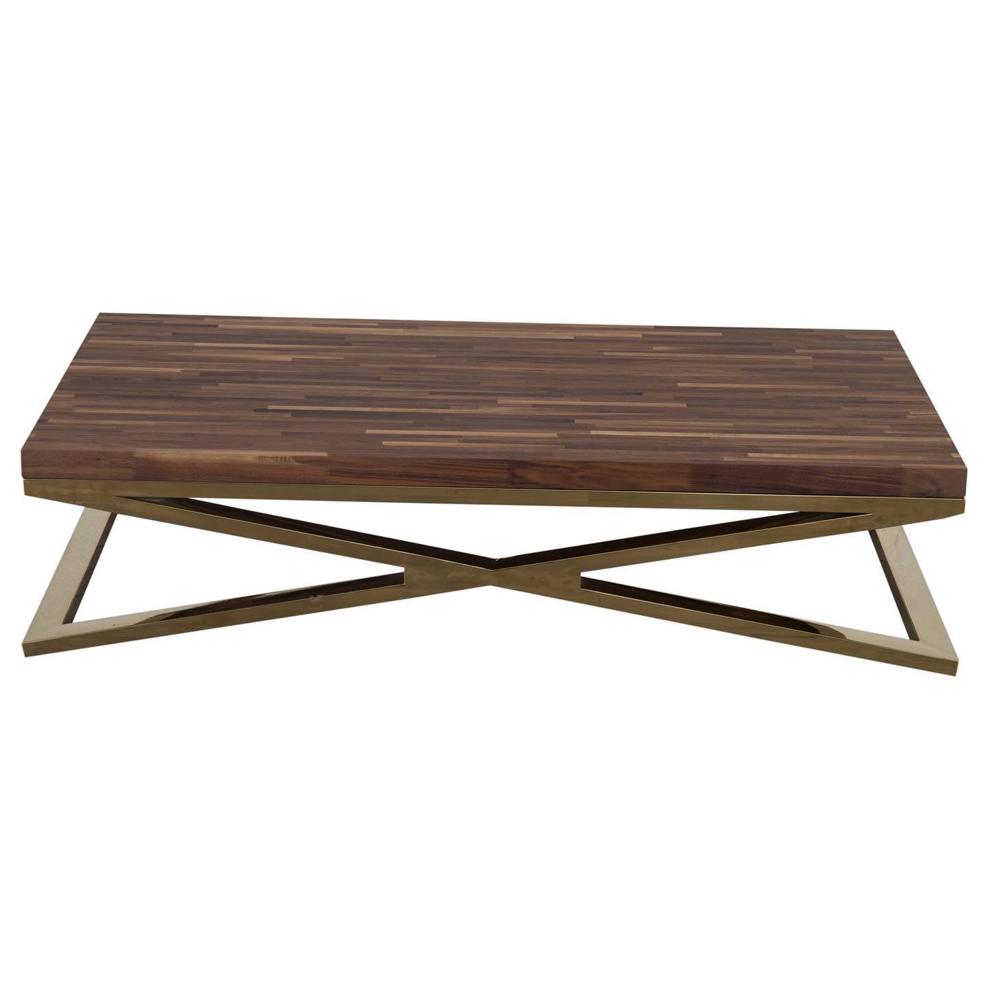 Straight Edge Wood Bars Cross Coffee Table