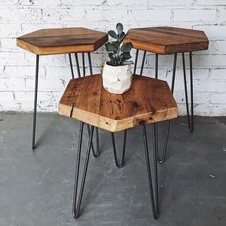 Hex Wood Hairpin Side Table