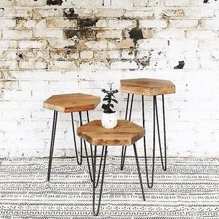 Hex Wood Hairpin Side Table