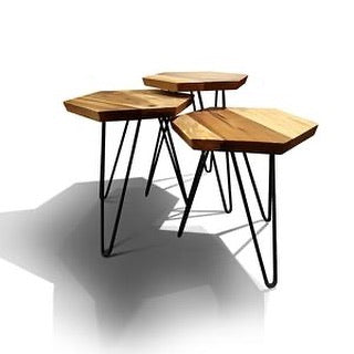 Hex Wood Hairpin Side Table