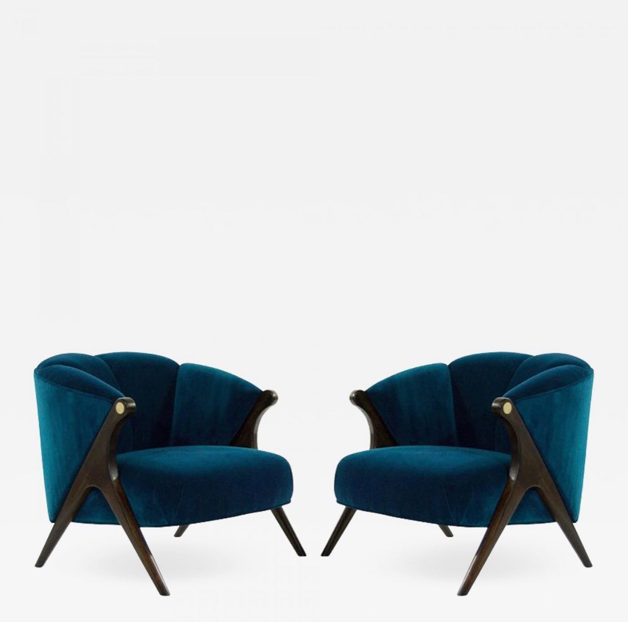 Karpen Teal Velvet Armchair