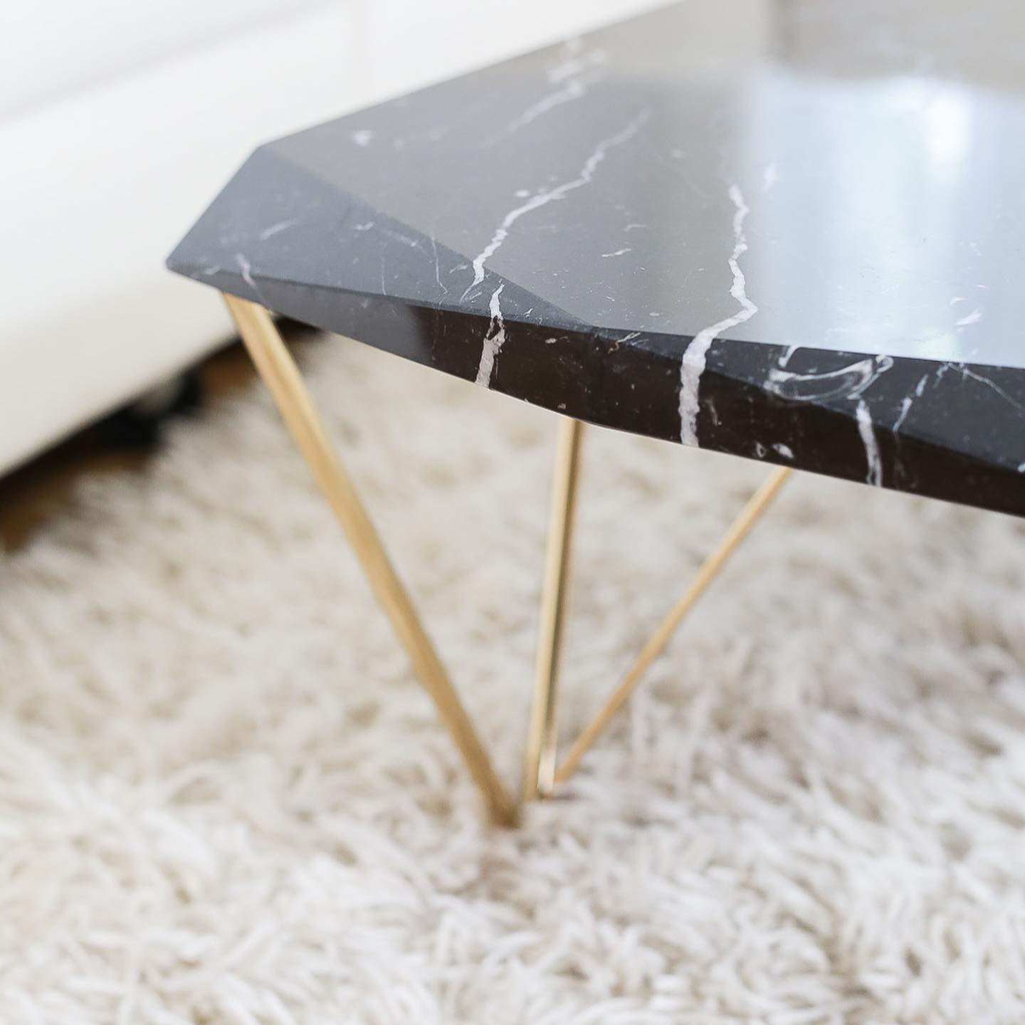 Beveled Marble & Brass Finish Manhattan Coffee Table
