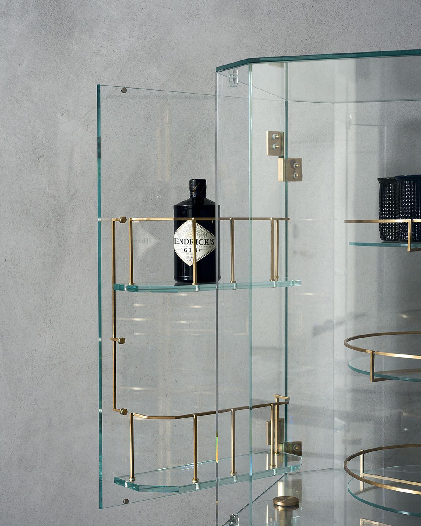 Float Glass & Brass Bar Cabinet