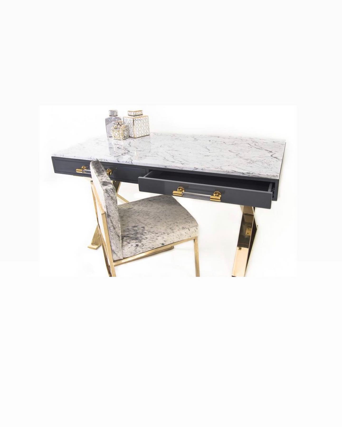 Chic Boutique Marble & Brass Desk