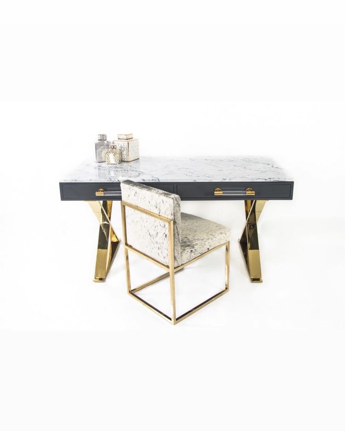 Chic Boutique Marble & Brass Desk
