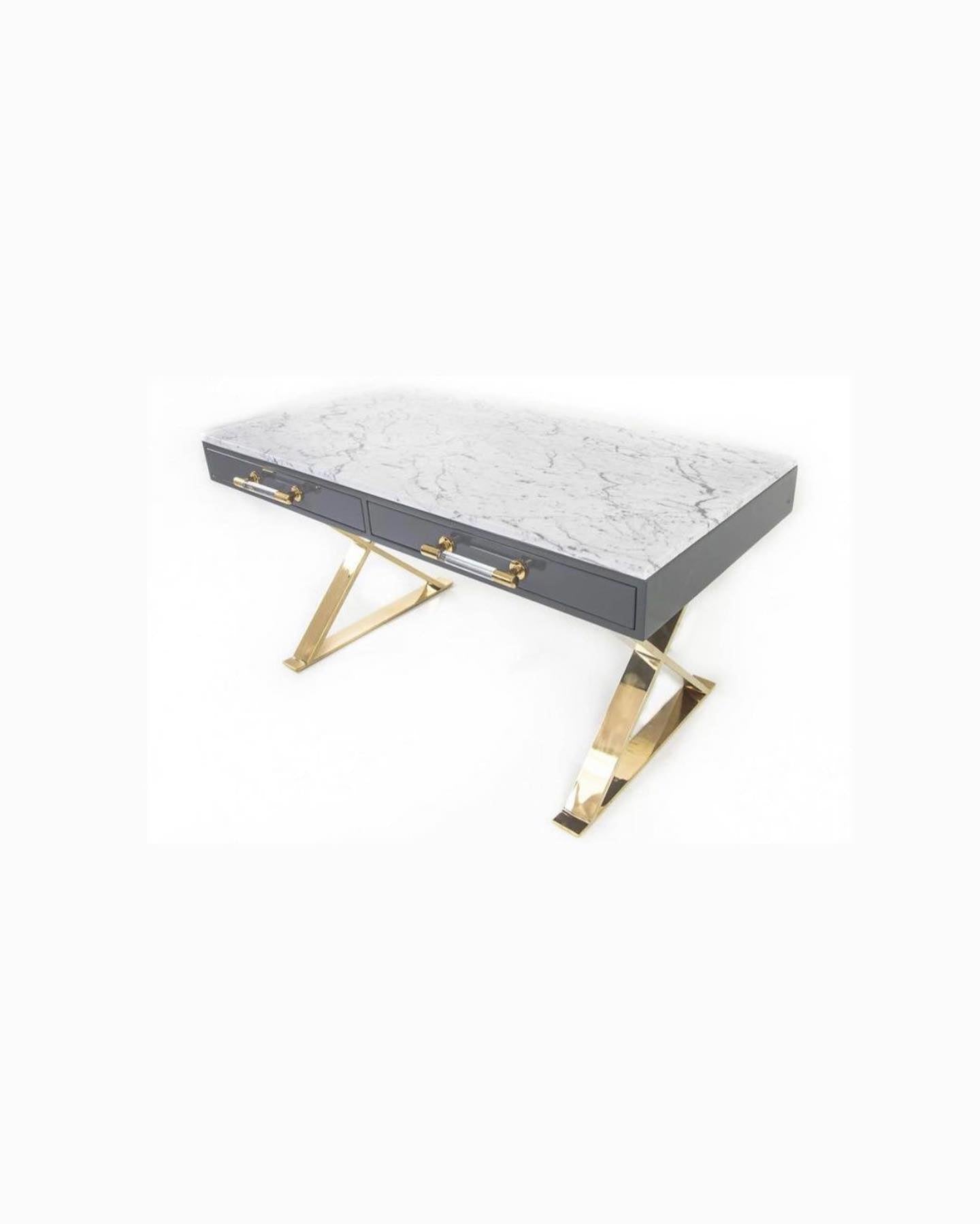 Chic Boutique Marble & Brass Desk